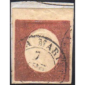 1854 - 40 cent. rosso mattone (9), bordo di ... 