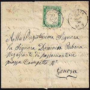 1856 - 5 cent. verde smeraldo (13d), lieve ... 