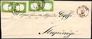 1860 - 5 cent. verde giallo, stampa ... 