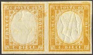 1863 - 10 cent. bistro, coppia orizzontale ... 
