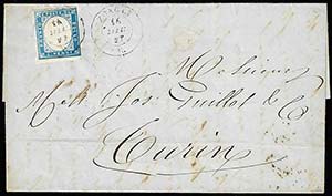 1857 - 20 cent. (15), francobollo tendente ... 