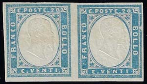 1855 - 20 cent. cobalto latteo chiaro (15c), ... 