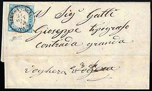 1856 - 20 cent. cobalto latteo chiaro (15c), ... 