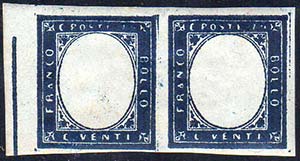 1860 - 20 cent. azzurro scurissimo (15C), ... 