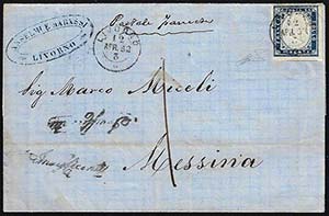 1862 - 20 cent. azzurro oltremare (15Dc), ... 