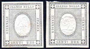 1861 - 1 e 2 cent. grigio nero per stampati ... 