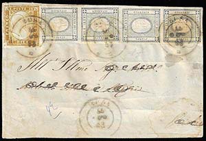 1862 - 1 cent. grigio verdastro, striscia ... 
