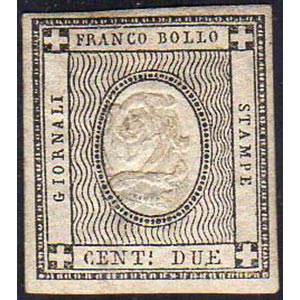 1861 - 2 cent. nero (20a), doppia cifra ben ... 