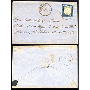 1859 - 20 cent. azzurro scuro (15B), due ... 