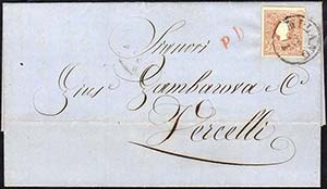 1859 - 10 soldi bruno, I tipo (26), separato ... 