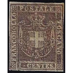1860 - 1 cent. violetto bruno (17), nuovo, ... 