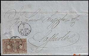 1860 - 1 cent. violetto bruno (17), coppia ... 