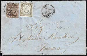 1861 - 10 cent. bruno (19), in affrancatura ... 