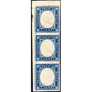 1861 - 20 cent. azzurro, non emesso (3), ... 