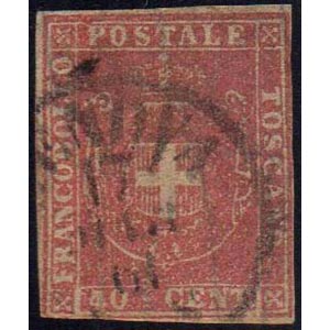 1861 - 40 cent. carminio rosa del Governo ... 