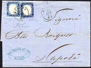 1863 - 15 cent. azzurro, perfetto e 15 cent. ... 
