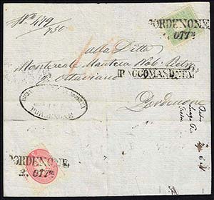 1863 - 3 soldi verde giallo e, al verso, 5 ... 