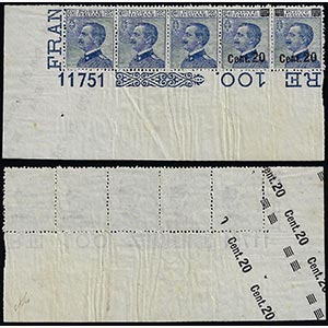 1925 - 20 cent. su 25 cent., striscia ... 