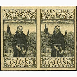 1926 - 5 + 2,50 lire San Francesco, prova ... 