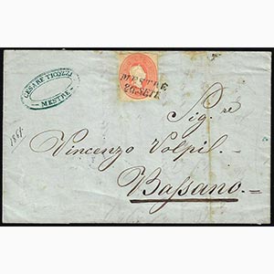 BUSTE POSTALI 1861 - 5 soldi rosso, ritaglio ... 