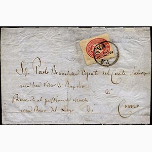 BUSTE POSTALI 1863 - 5 soldi rosa, ritaglio ... 