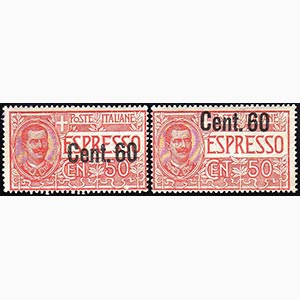 1922 - 60 cent. su 50 cent., due esemplari ... 