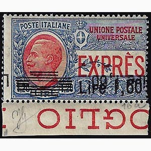 1924 - 1,60 su 1,20 lire, doppia soprastampa ... 