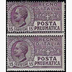 1913 - 15 cent., coppia verticale con doppia ... 