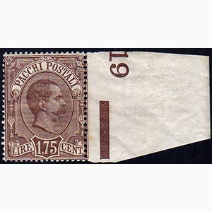 1884 - 1,75 lire Umberto, bordo di foglio a ... 