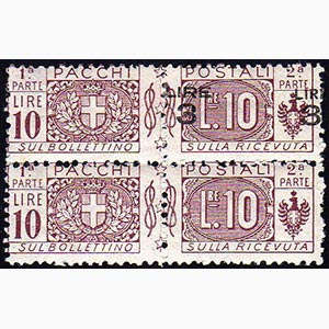 1925 - 3 lire su 10 lire, coppia verticale, ... 