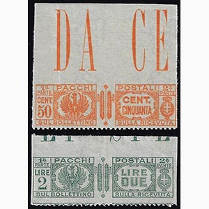 1927 - 50 cent., 2 lire, dentellatura solo ... 