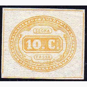1863 - 10 cent. arancio (1b), filetti ... 