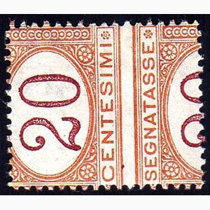 1890 - 20 cent. arancio e carminio, ... 