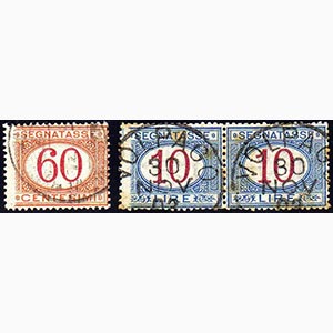 1890 - 60 cent. arancio e carminio, 10 lire ... 