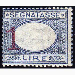 1890 - 1 lira azzurro e carminio, cifra ... 