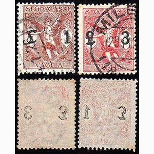 1924 - 1 lira, 3 lire, decalco della cifra ... 