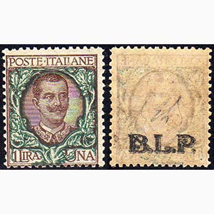 1922 - 1 lira, soprastampa BLP del II tipo ... 