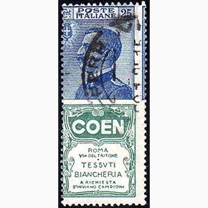 1924 - 25 cent. Coen, dentellatura verticale ... 