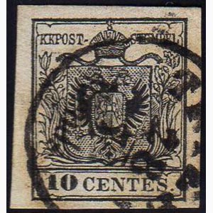 1854 - 10 cent. nero, carta a macchina (19), ... 
