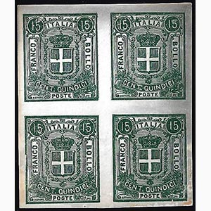 1863 - 15 cent. verde, saggio Sparre in ... 