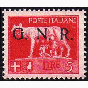 1943 - 5 lire soprastampa G.N.R. spaziata ... 