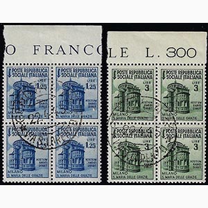 1944 - 1,25 lire, 3 lire Monumenti distrutti ... 
