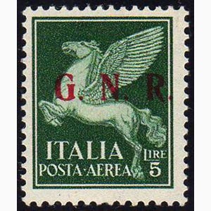 1943 - 5 lire verde, soprastampa G.N.R. di ... 