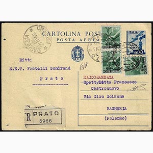 1945 - 70 cent. cartolina postale posta ... 