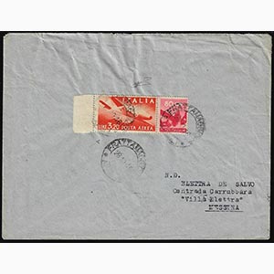 1946 - 3,20 lire Democratica posta aerea e ... 