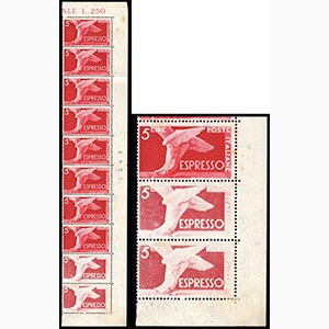 1945 - 5 lire Democratica, striscia ... 