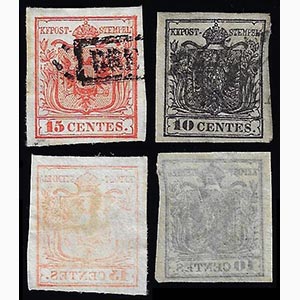 1850 - 10 cent. nero, 15 cent. rosso ... 