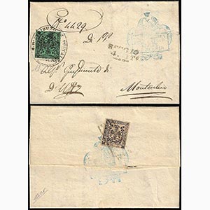 1854 - 5 cent. verde e, al verso, 25 cent. ... 