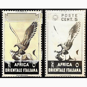 1938 - 5 cent. soggetti africani (2), saggio ... 