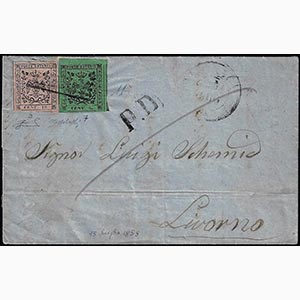 1858 - 5 cent. verde, varietà punto grosso ... 